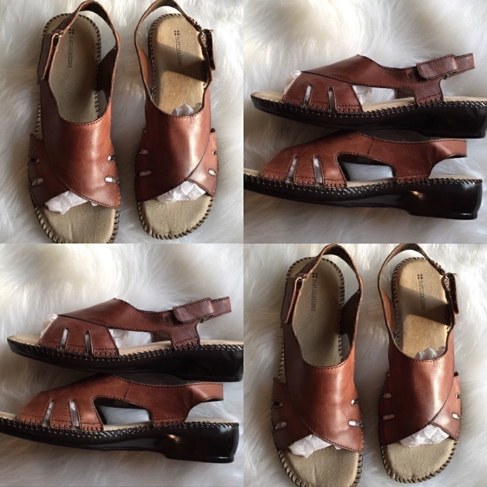 New! Naturalizer Brown Leather Sandals! Comfy